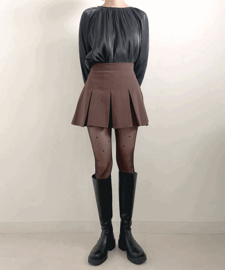 [sale]bold pleats mini skirt