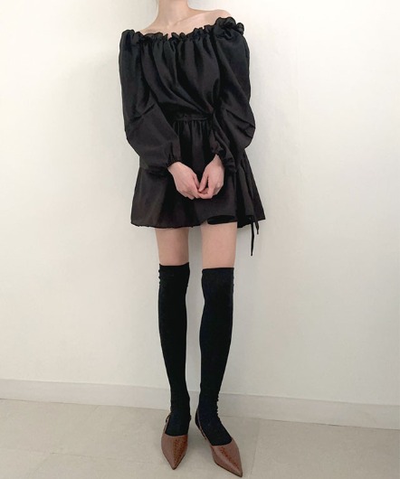 frill lover mini dress(black)