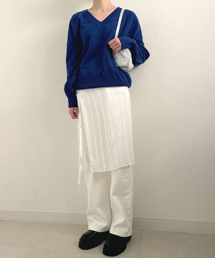 [sale]still v-neck knit(blue)