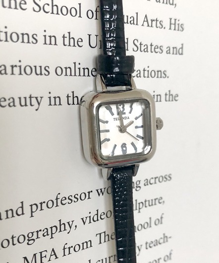 [TELENDA]square dial leather watch(croco)