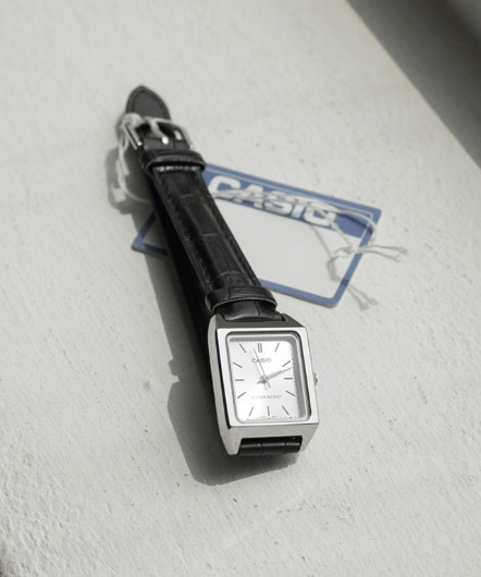 [CASIO]black class leather watch