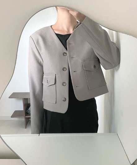 [sale]proper short jacket(khaki gray)