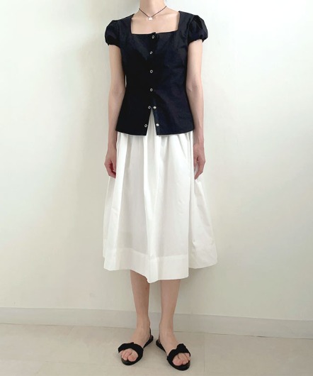 nadia flare long skirt(white)