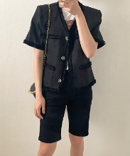 [sale]summer tweed half jacket(black)