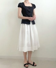 [sale]nadia flare long skirt(white)